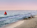 Print-Colour-Red-Sails-in-the-Sunset-Arnold-Wilson-Silver Print-Colour-Red-Sails-in-the-Sunset-Arnold-Wilson-Silver